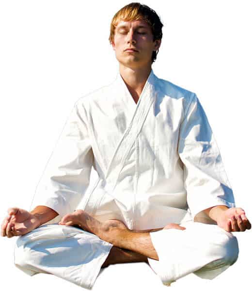 Martial Arts Lessons for Adults in Brookfield  - Young Man Thinking and Meditating in White