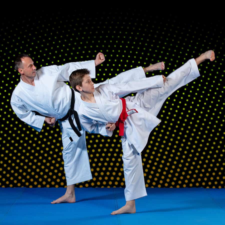 Martial Arts Lessons for Families in Brookfield  - Dad and Son High Kick